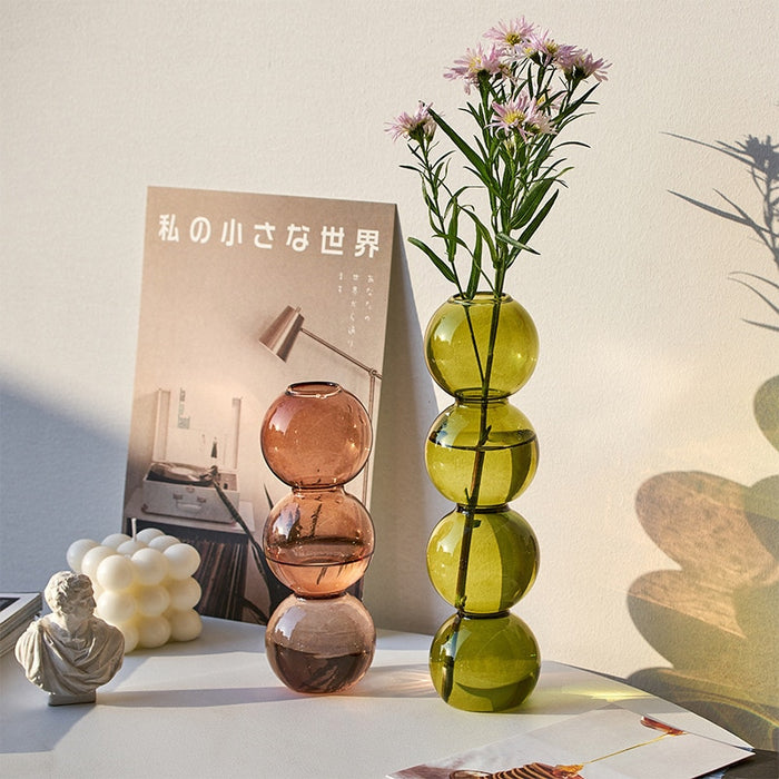 Nordic Glass Bubble Vase INS Flower Arrangement Modern Creative Spherical Flower vases Home Decoration Birthday Gift Pots