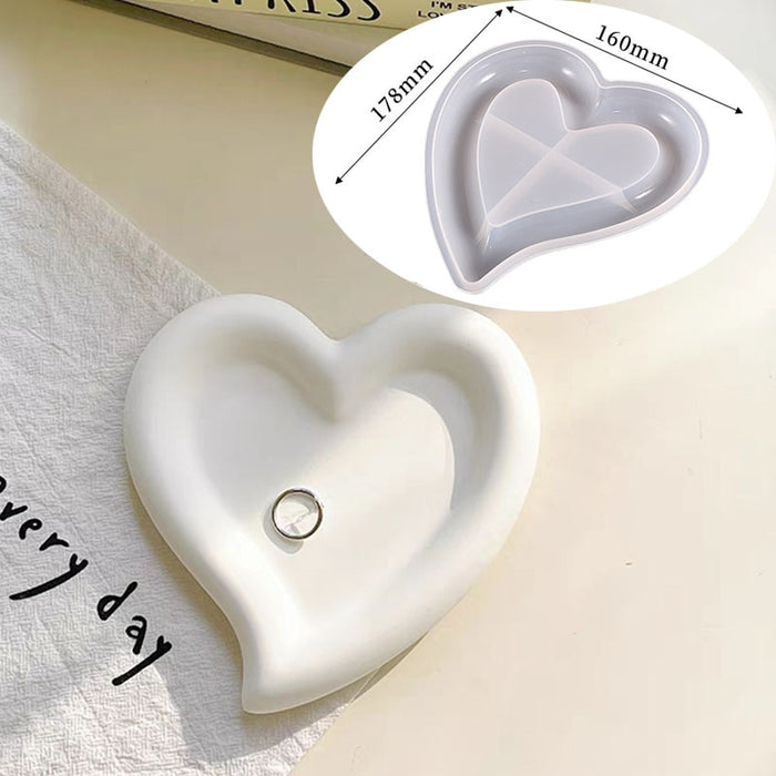 Round Flower Chubby Concrete Tray Silicone Mold Love Heart Plaster Gypsum Storage Tray Jewelry Display Plate Epoxy Resin Molds