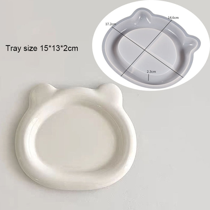 Round Flower Chubby Concrete Tray Silicone Mold Love Heart Plaster Gypsum Storage Tray Jewelry Display Plate Epoxy Resin Molds