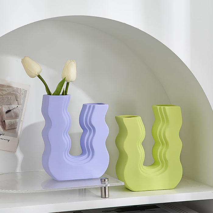 Morandi Colorful Vase Aesthetic Living Room Decor Desk Accessories Geometric Art Vases Ceramic Flower Pot Nordic Home Decoration